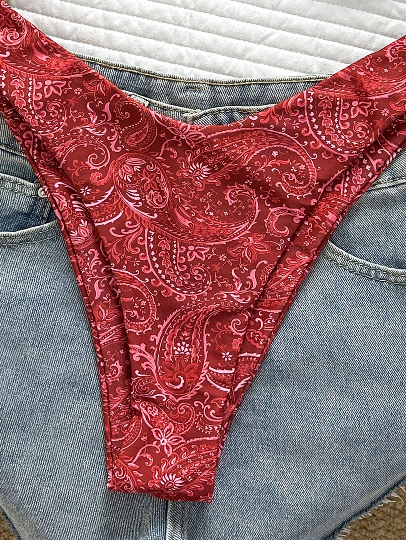 Swim Vcay Women Tropical Print Halter Bikini Set, Cute Triangle Top And Bottom,Chocolate Brown,Summer,Casual,Beach,Holiday,Vacation,Holiday Party Swimsuit