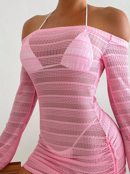 Swim Women's Casual Semi-Transparent Cover Up With Tie Summer