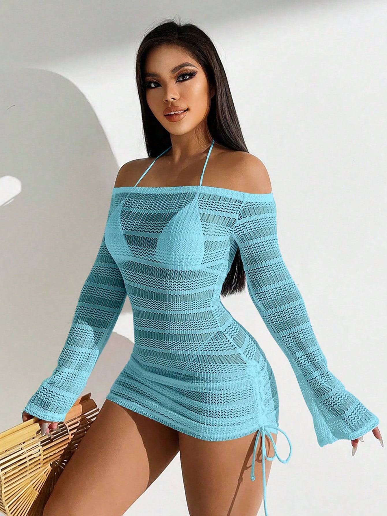 Swim Women's Casual Semi-Transparent Cover Up With Tie Summer