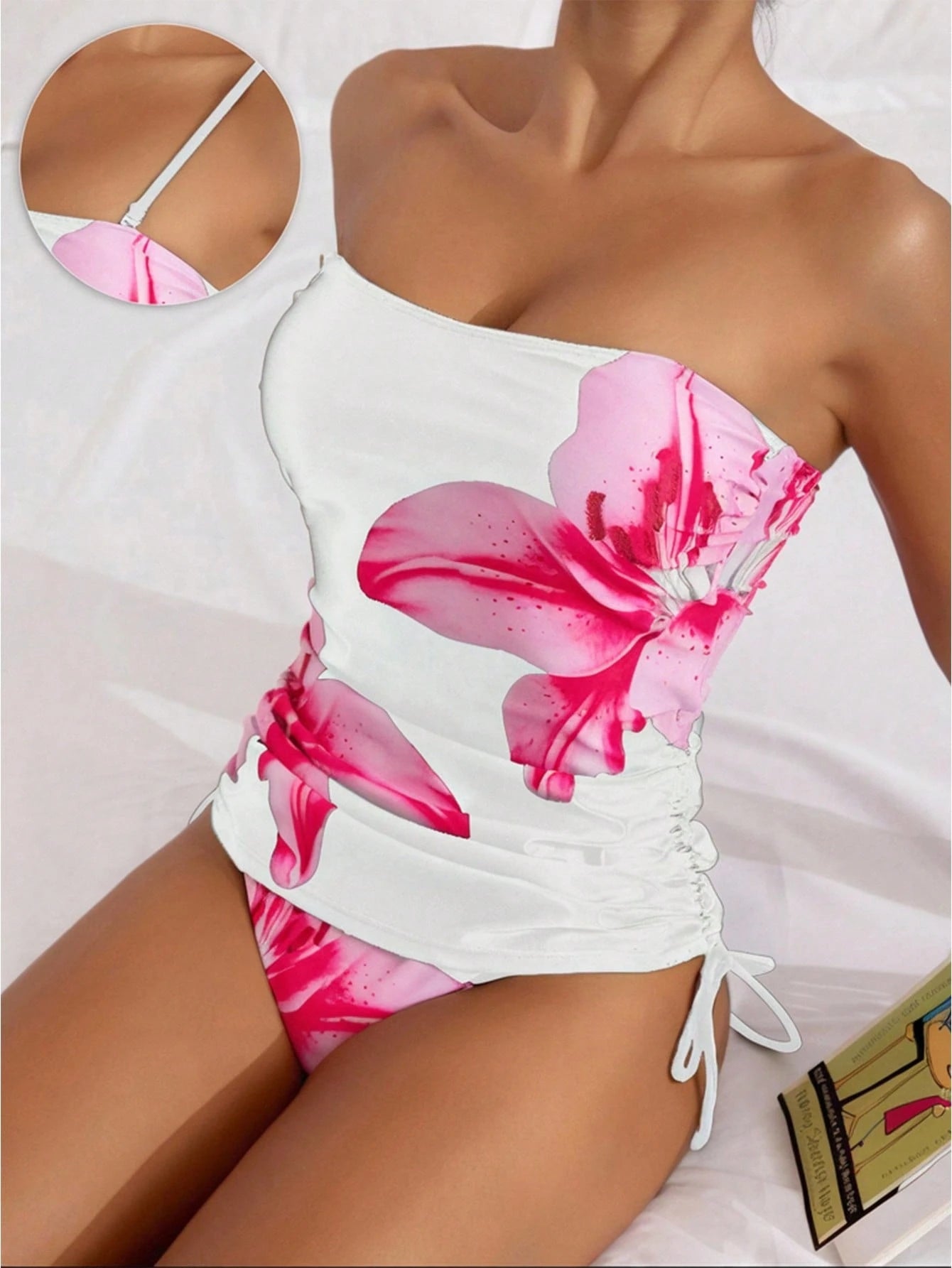 Swim Women's Printed Tankini Swimwear Set, Elegant Vacation Casual Style