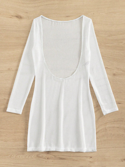 Swim Women's Solid Color Casual Vacation Beach Cover-Up Dress