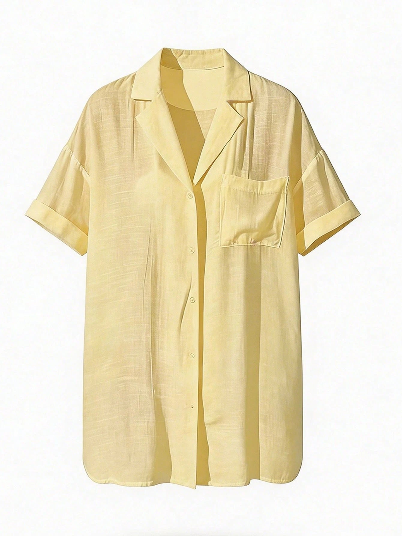 Swim Women Simple Solid Color Short Sleeve Kimono, Summer Beach For Women, Long Beach Kimono