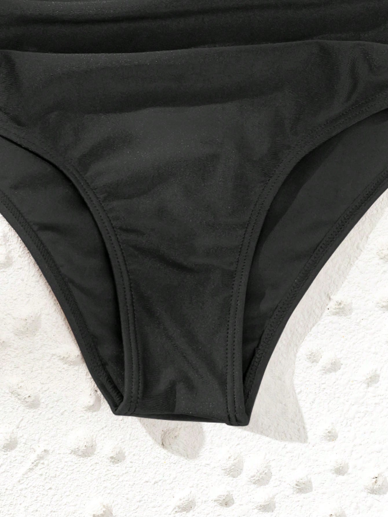 Swim Women Summer Beach High Waist Solid Bikini Bottom With Ruched Detail For Vacation