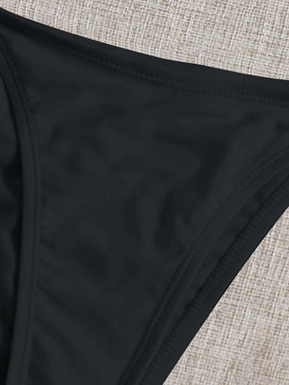 Swim Women Summer Beach Solid Simple Daily Swimwear Bikini Bottom