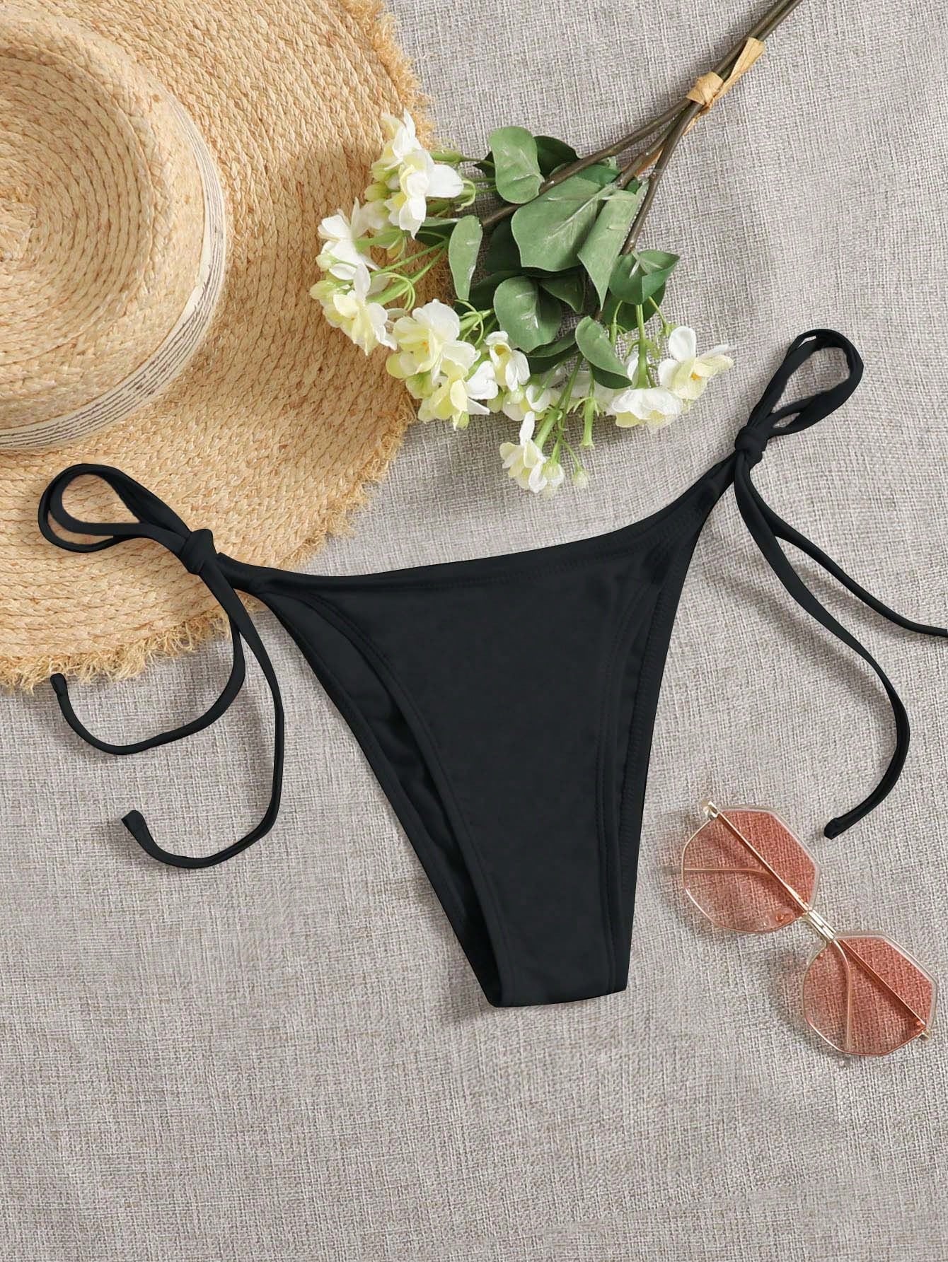 Swim Women Summer Beach Solid Simple Daily Swimwear Bikini Bottom
