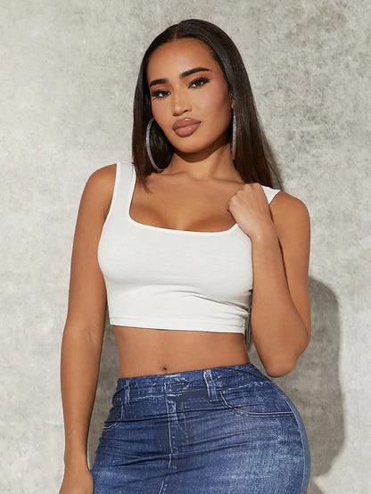 SXY Plus Size Women's Solid Color Sleeveless Tank Top For Daily Wear