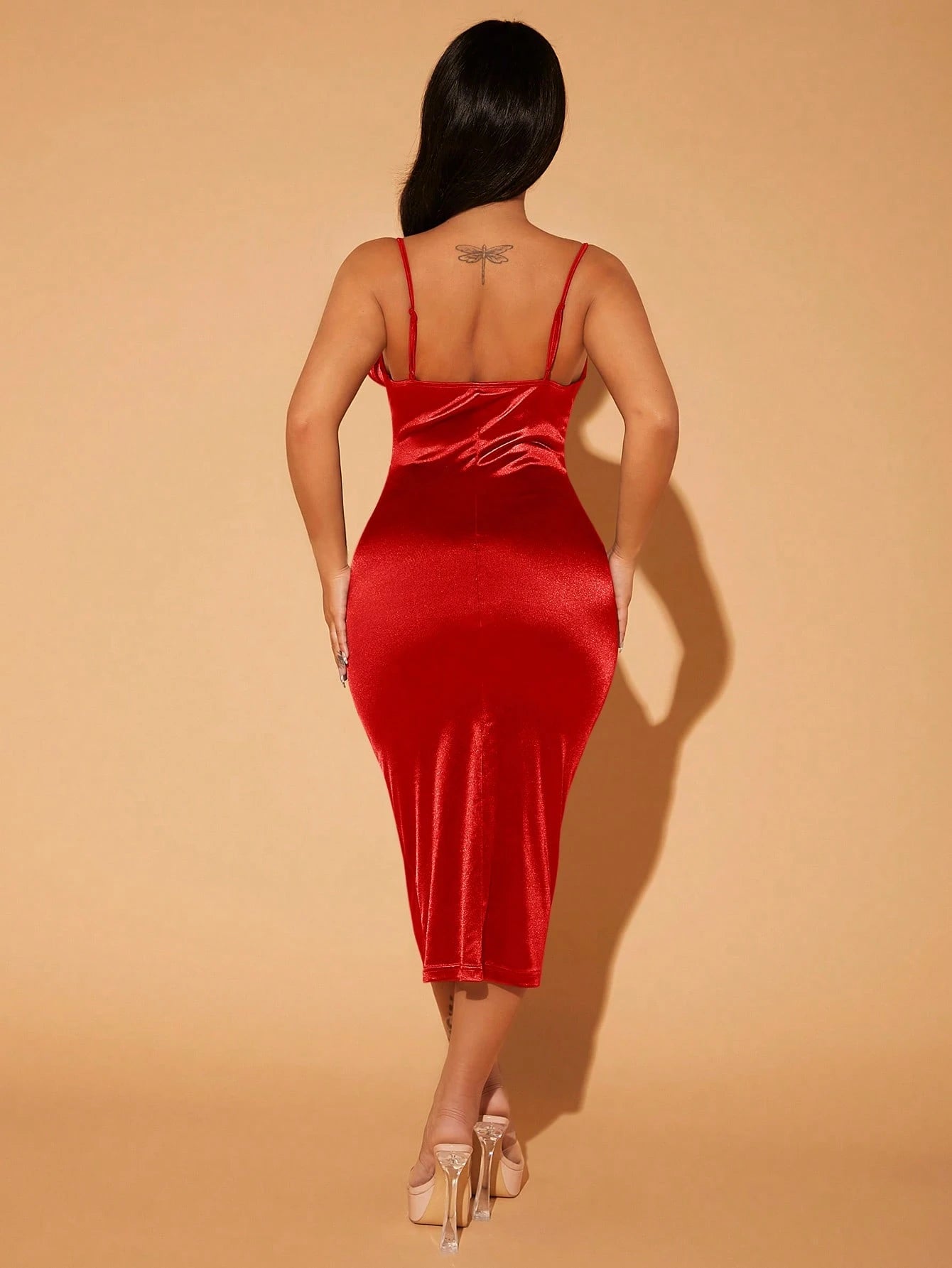 SXY Prom Dress;Summer;Solid Ruched Satin Slip Dress