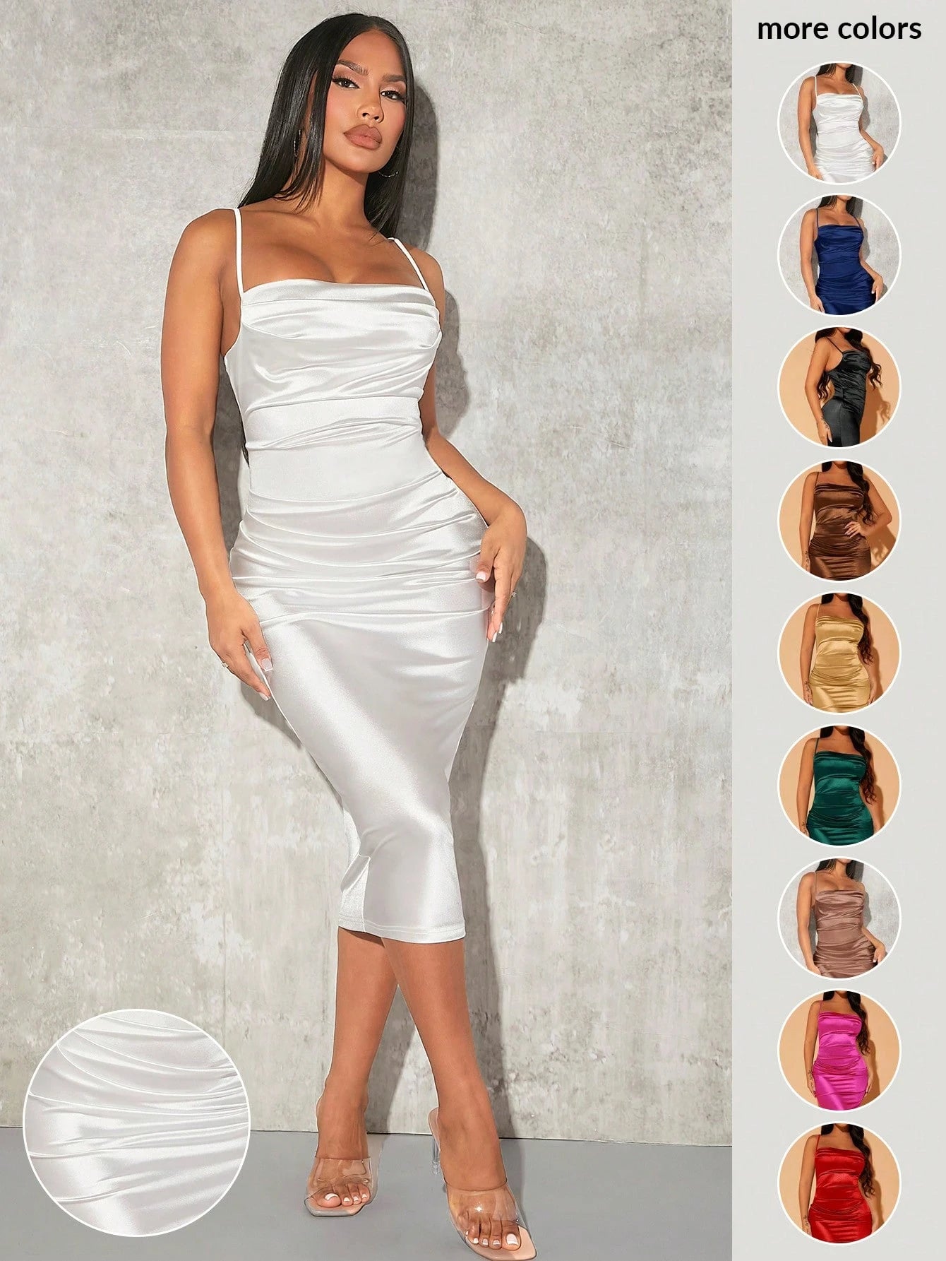 SXY Prom Dress;Summer;Solid Satin Cami Bodycon Dress