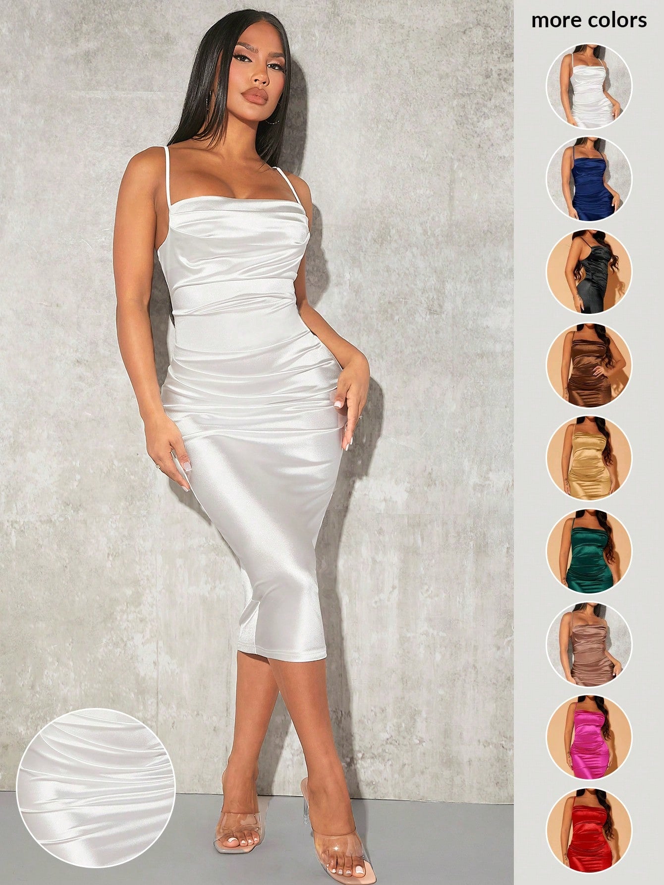 SXY Prom Dress;Summer;Solid Satin Cami Bodycon Dress