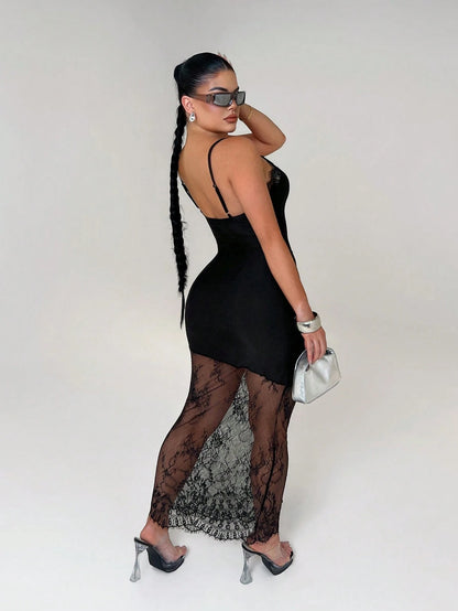 SXY Street Style Cow Boy Black And White Numeric Print Lace Patchwork Dress Night Out Summer,Lace,Going Out,World Cup,Sexy,Club, Country