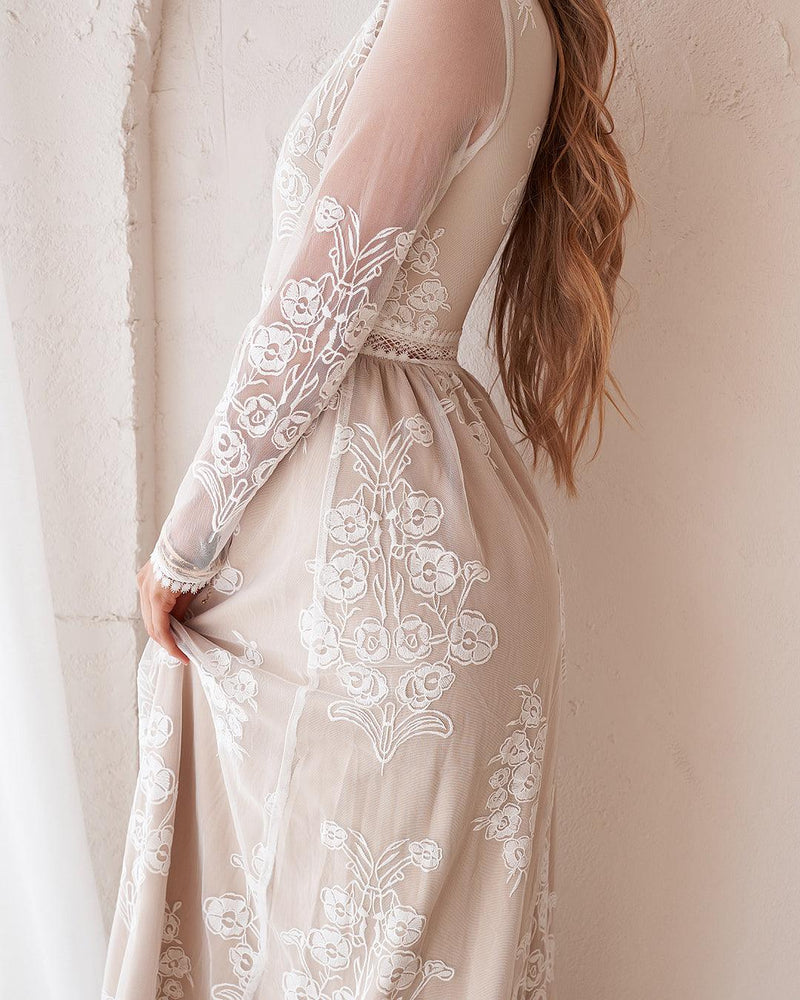 Tallulah Maxi Dress - Ivory/Nude - JAUS
