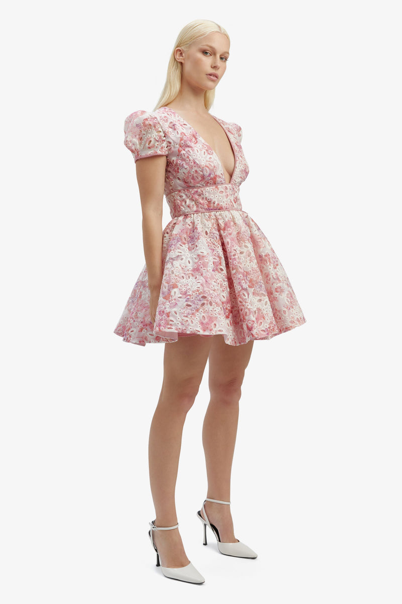 Tamarin Broderie Mini Dress - Pink Floral - SHOPJAUS - JAUS