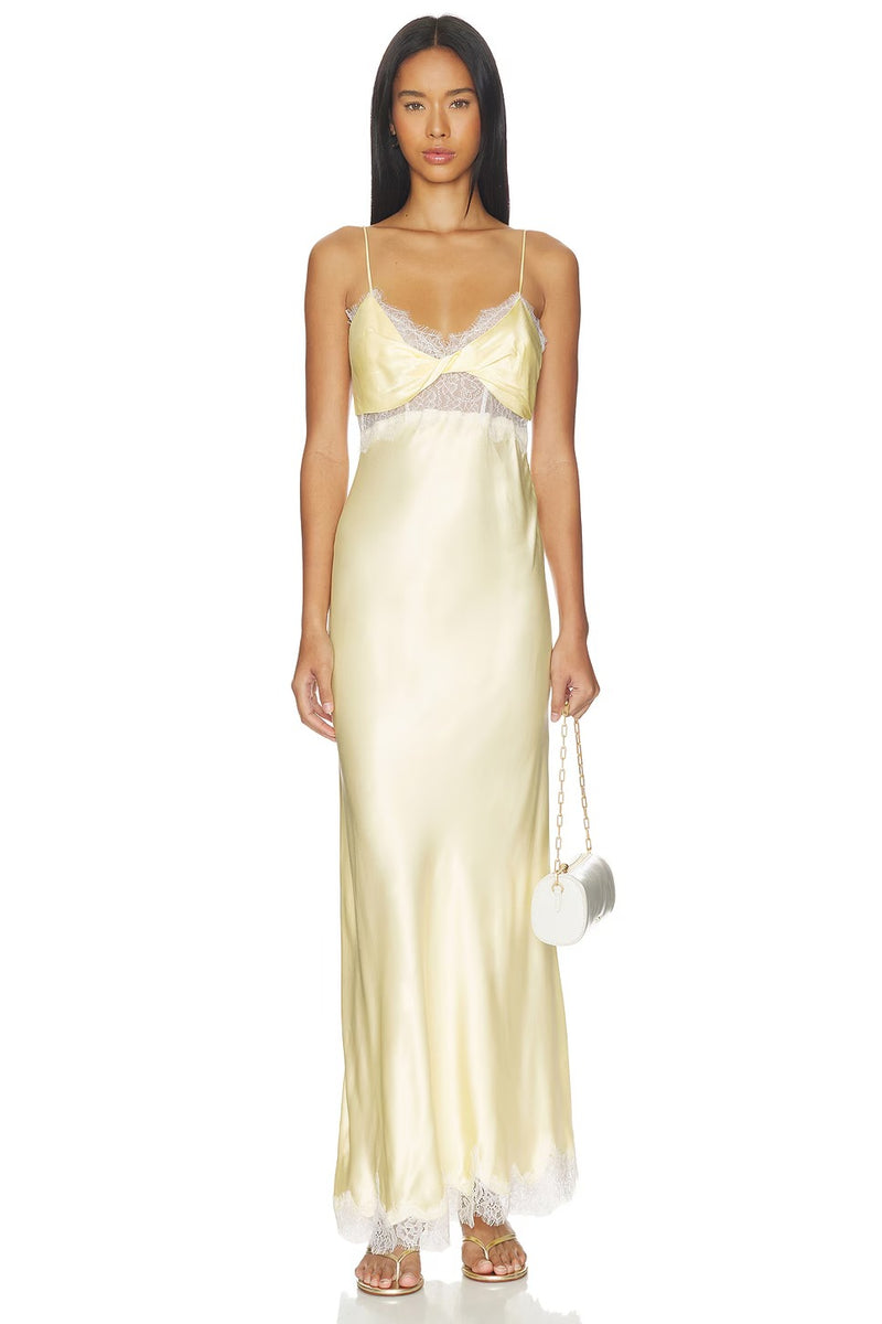 Taryn Satin Maxi Dress - Canary Yellow
