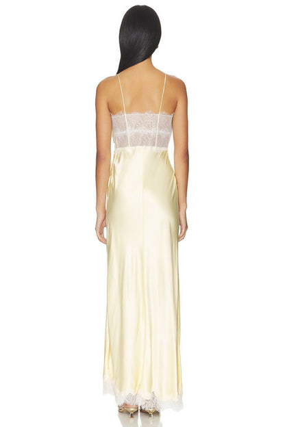 Taryn Satin Maxi Dress - Canary Yellow