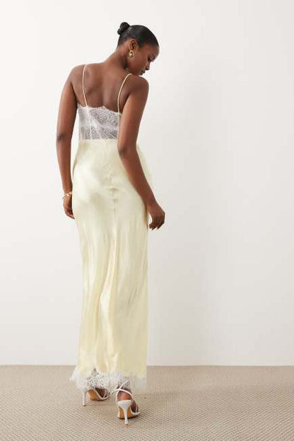 Taryn Satin Maxi Dress - Canary Yellow