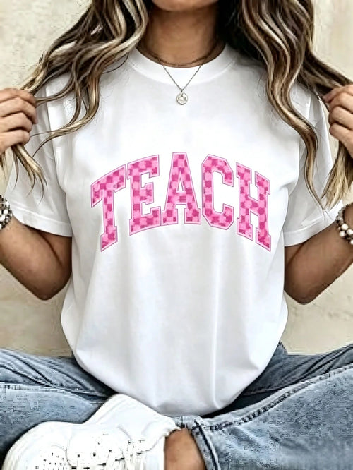 Teach Pattern Women's-Shirt Casual Style Summer Wear Teachers