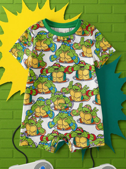 TEENAGE MUTANT NINJA TURTLES| Baby Boy Cartoon Print Casual Everyday Romper