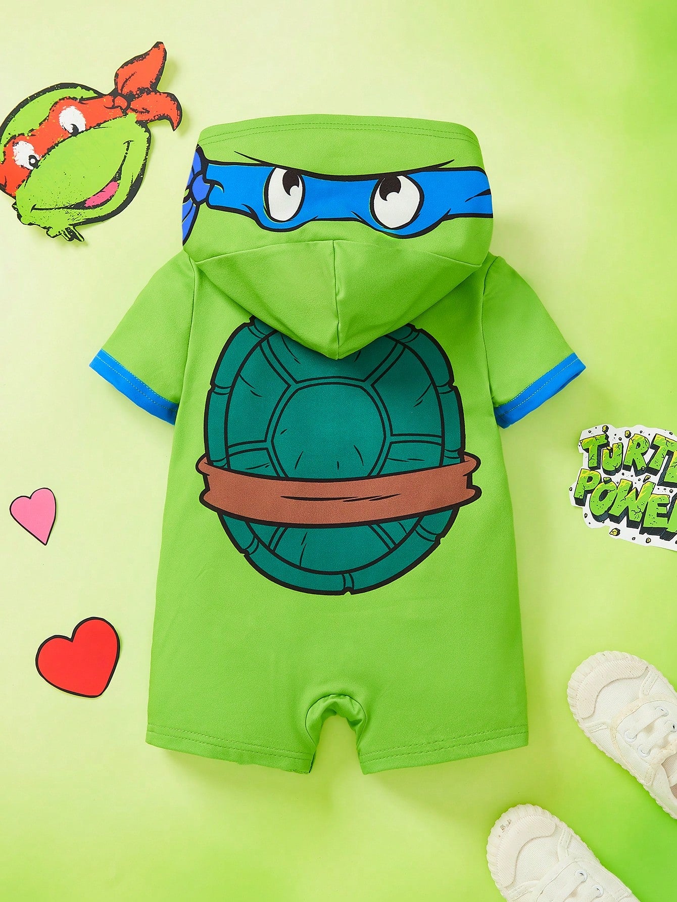 TEENAGE MUTANT NINJA TURTLES| Baby Boy Casual Cartoon Turtle Design Printed Hooded Romper