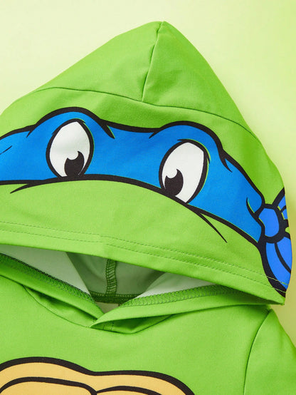 TEENAGE MUTANT NINJA TURTLES| Baby Boy Casual Cartoon Turtle Design Printed Hooded Romper
