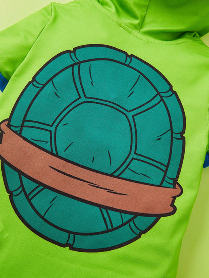 TEENAGE MUTANT NINJA TURTLES| Baby Boy Casual Cartoon Turtle Design Printed Hooded Romper