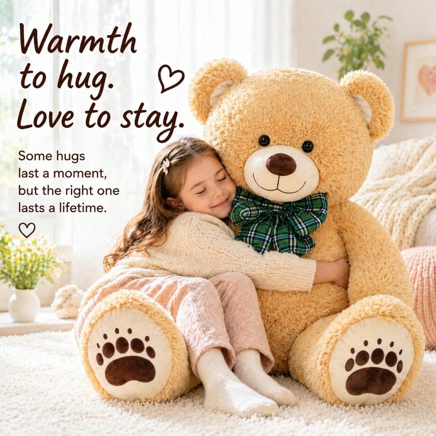 Tezituor Giant Teddy Bear Stuffed Animal 4ft-Classic Big Teddy Bear-Brown Large Stuffed Bear Plush Toys For Kid Christmas Birthday-Gift For Girlfriend