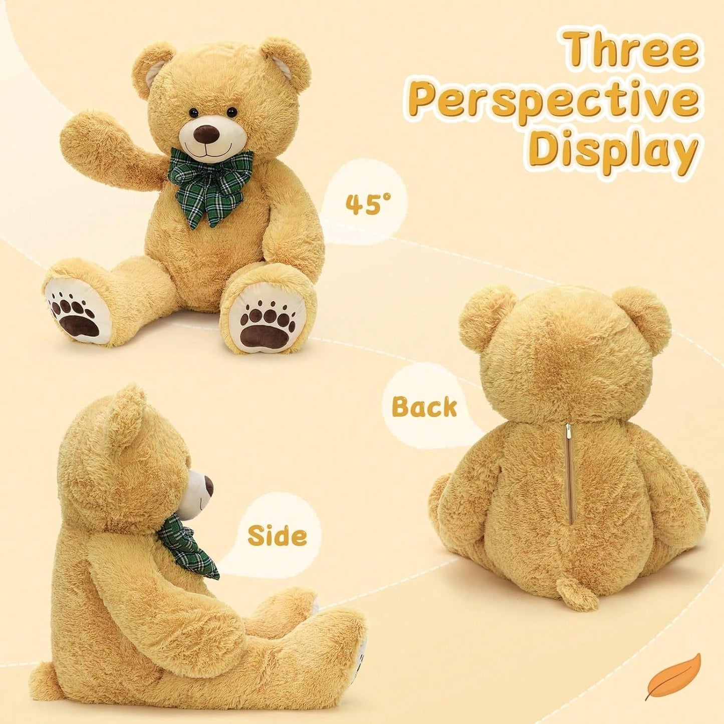 Tezituor Giant Teddy Bear Stuffed Animal 4ft-Classic Big Teddy Bear-Brown Large Stuffed Bear Plush Toys For Kid Christmas Birthday-Gift For Girlfriend