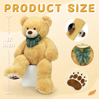Tezituor Giant Teddy Bear Stuffed Animal 4ft-Classic Big Teddy Bear-Brown Large Stuffed Bear Plush Toys For Kid Christmas Birthday-Gift For Girlfriend