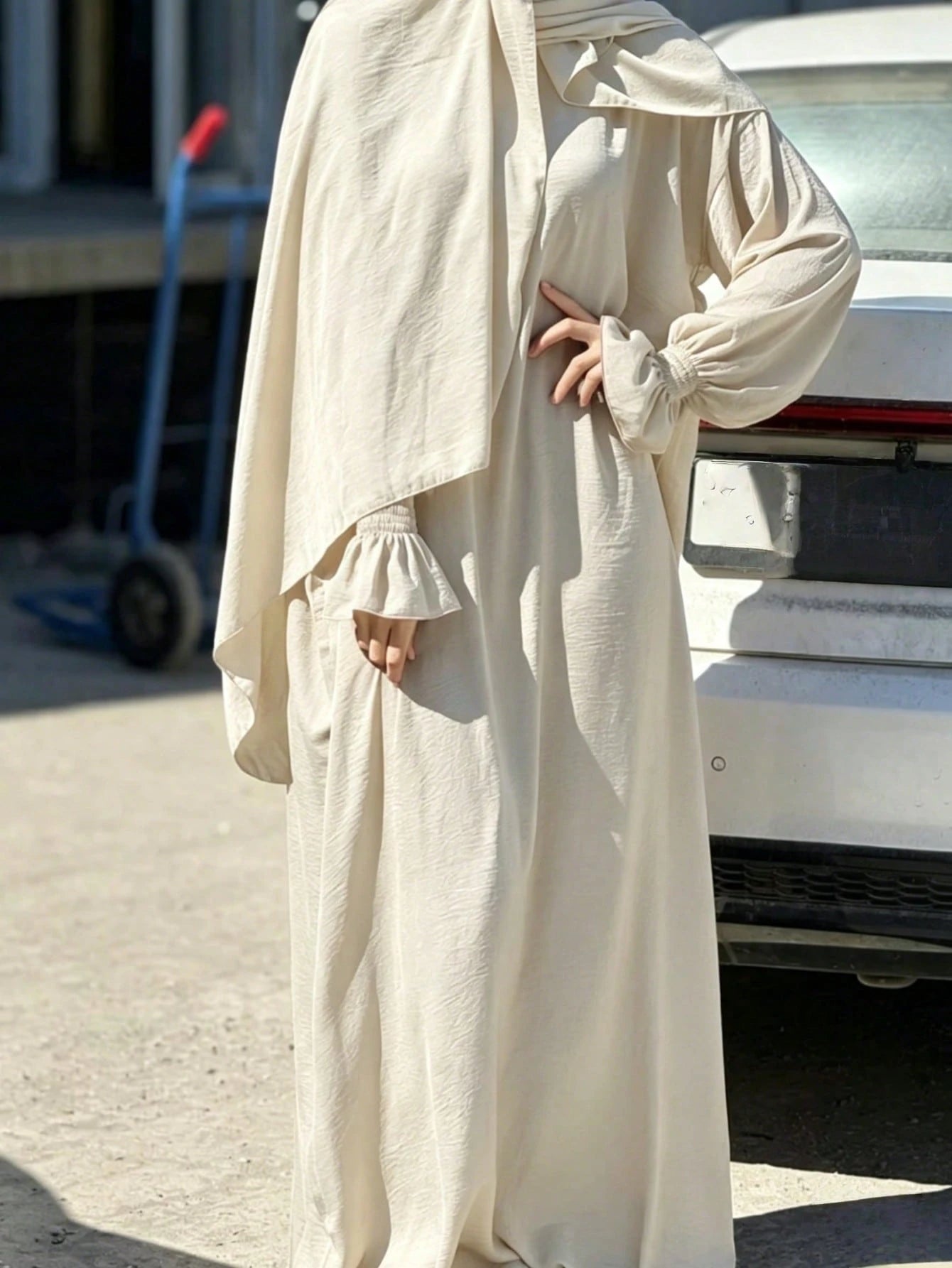 The Abaya Headscarf Is An All-In-One Design With Elastic Cuffs, Suitable For Muslim And Islamic Women