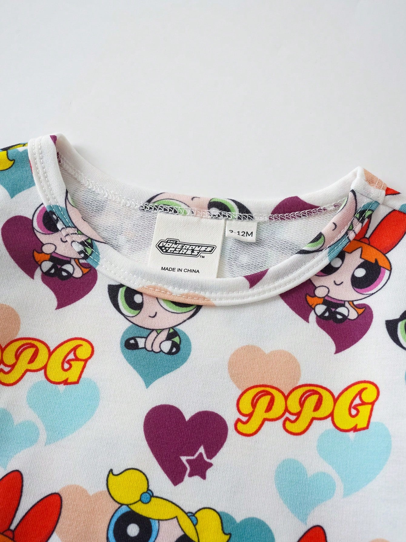 THE POWERPUFF GIRLS X Baby Girl Cartoon Heart Print Romper
