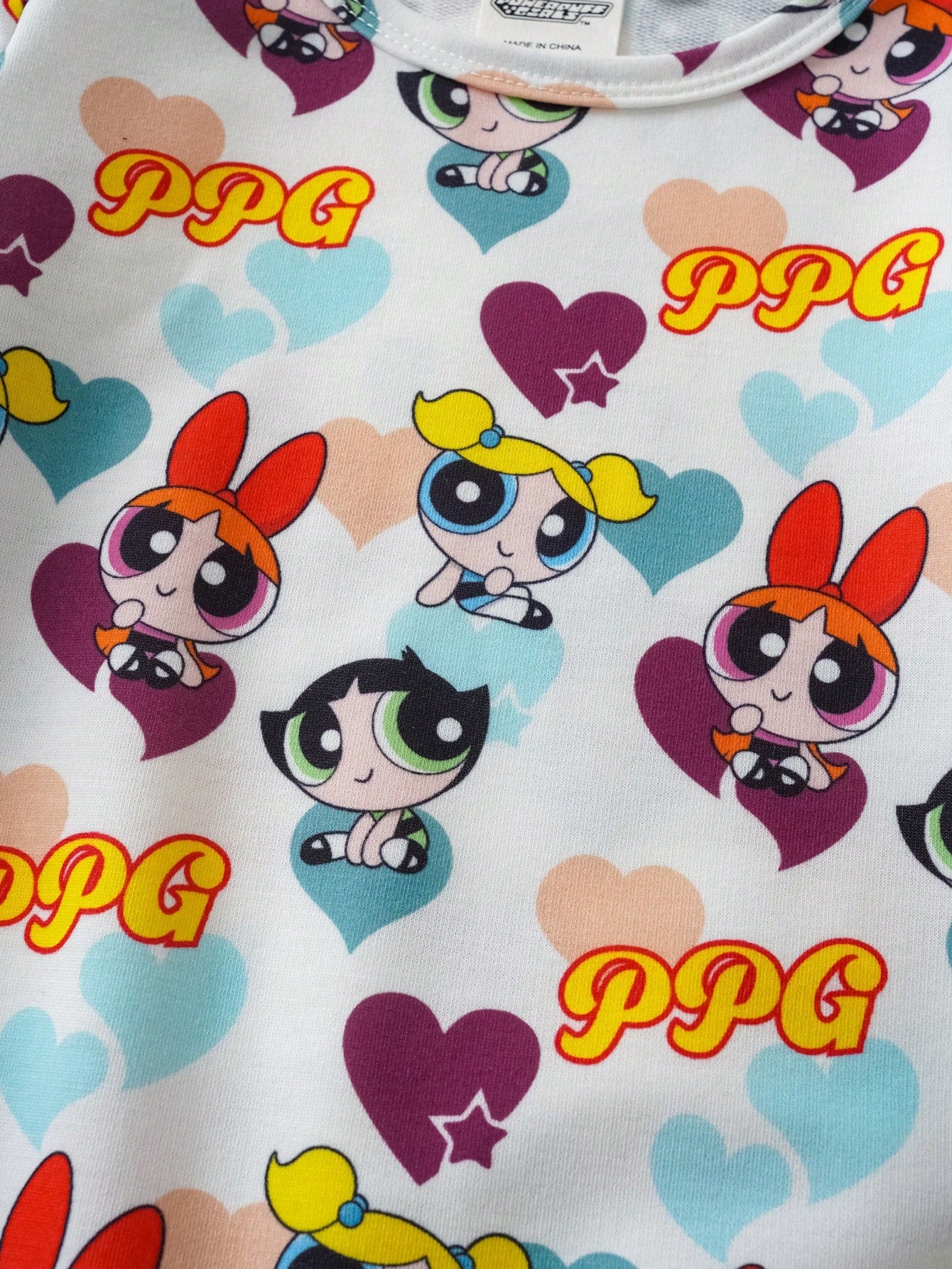 THE POWERPUFF GIRLS X Baby Girl Cartoon Heart Print Romper