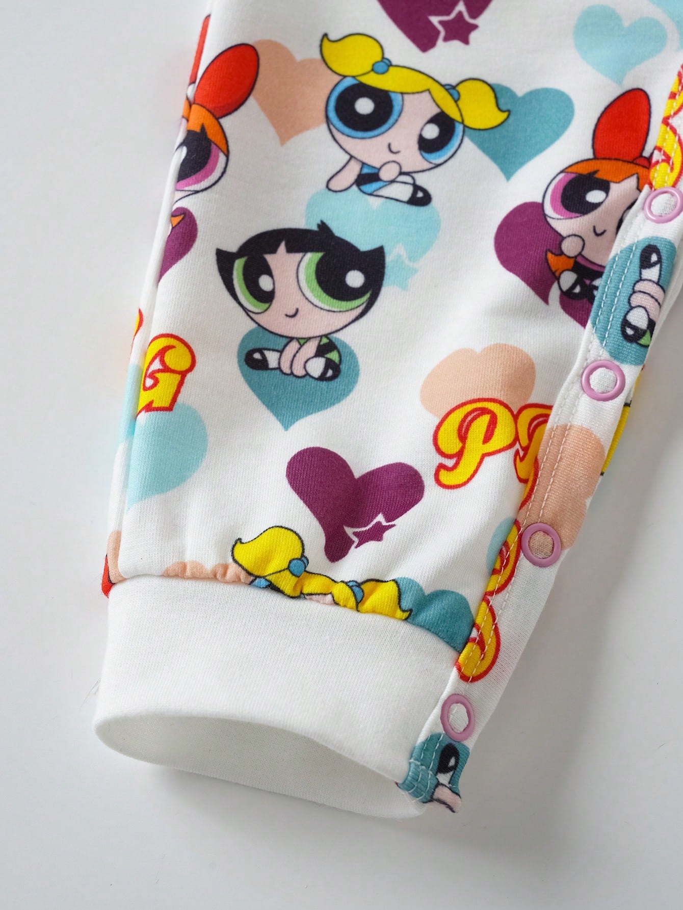 THE POWERPUFF GIRLS X Baby Girl Cartoon Heart Print Romper