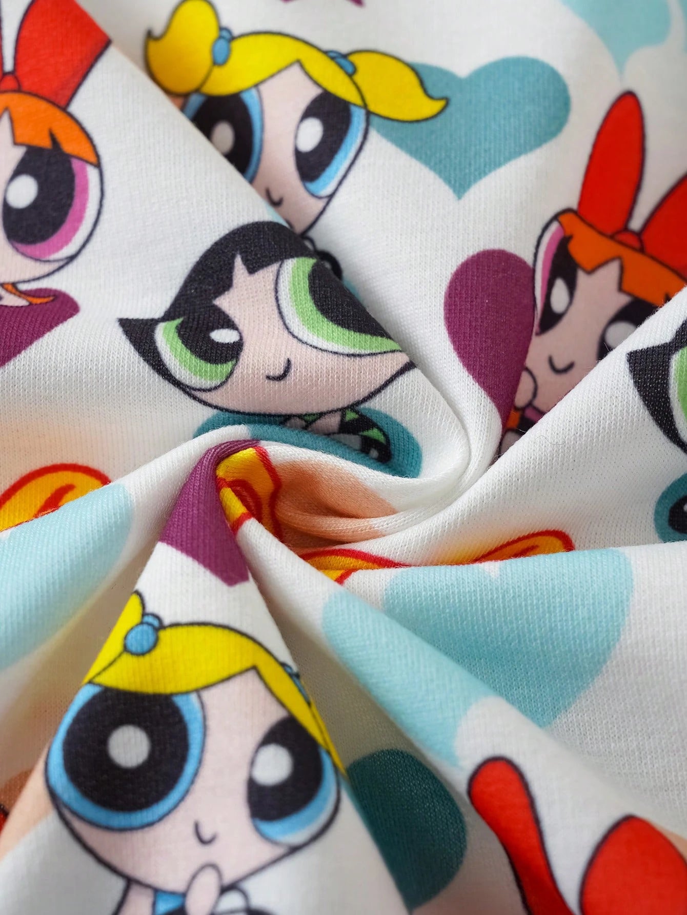 THE POWERPUFF GIRLS X Baby Girl Cartoon Heart Print Romper