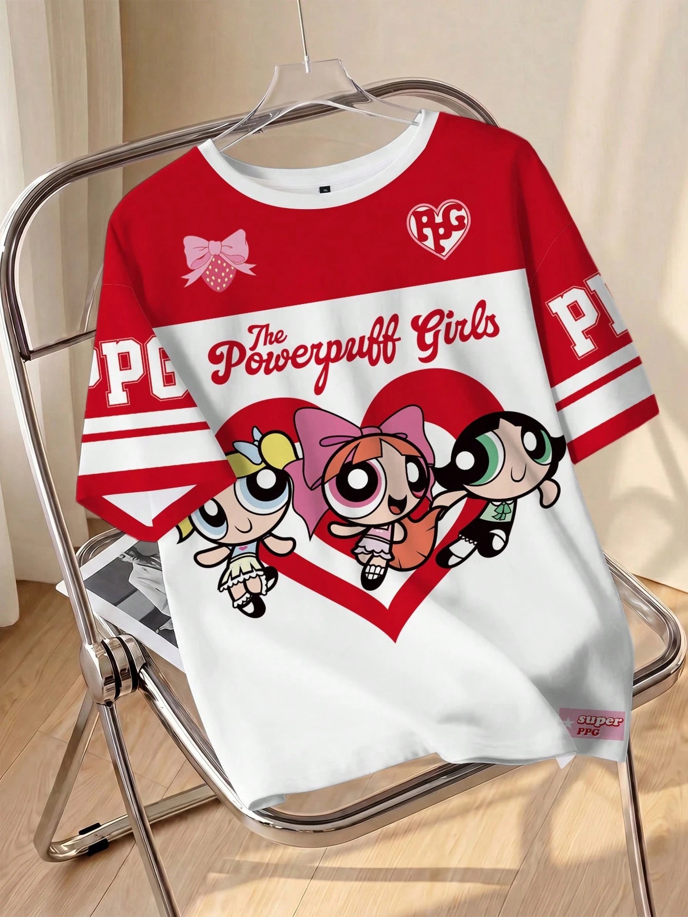 THE POWERPUFF GIRLS X Plus Size Women's Cartoon Print Casual Daily Short Sleeve T-Shirt
