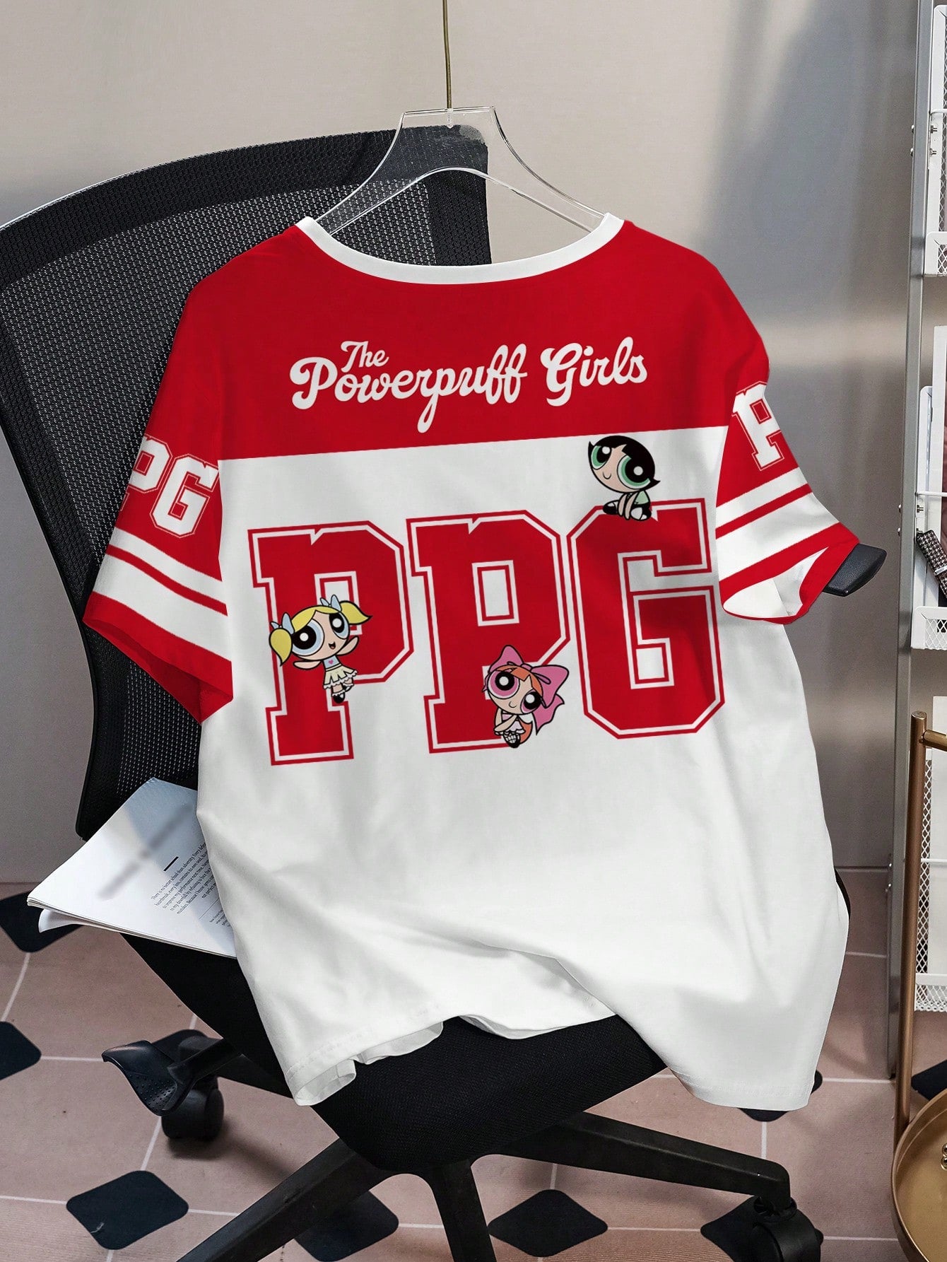 THE POWERPUFF GIRLS X Plus Size Women's Cartoon Print Casual Daily Short Sleeve T-Shirt