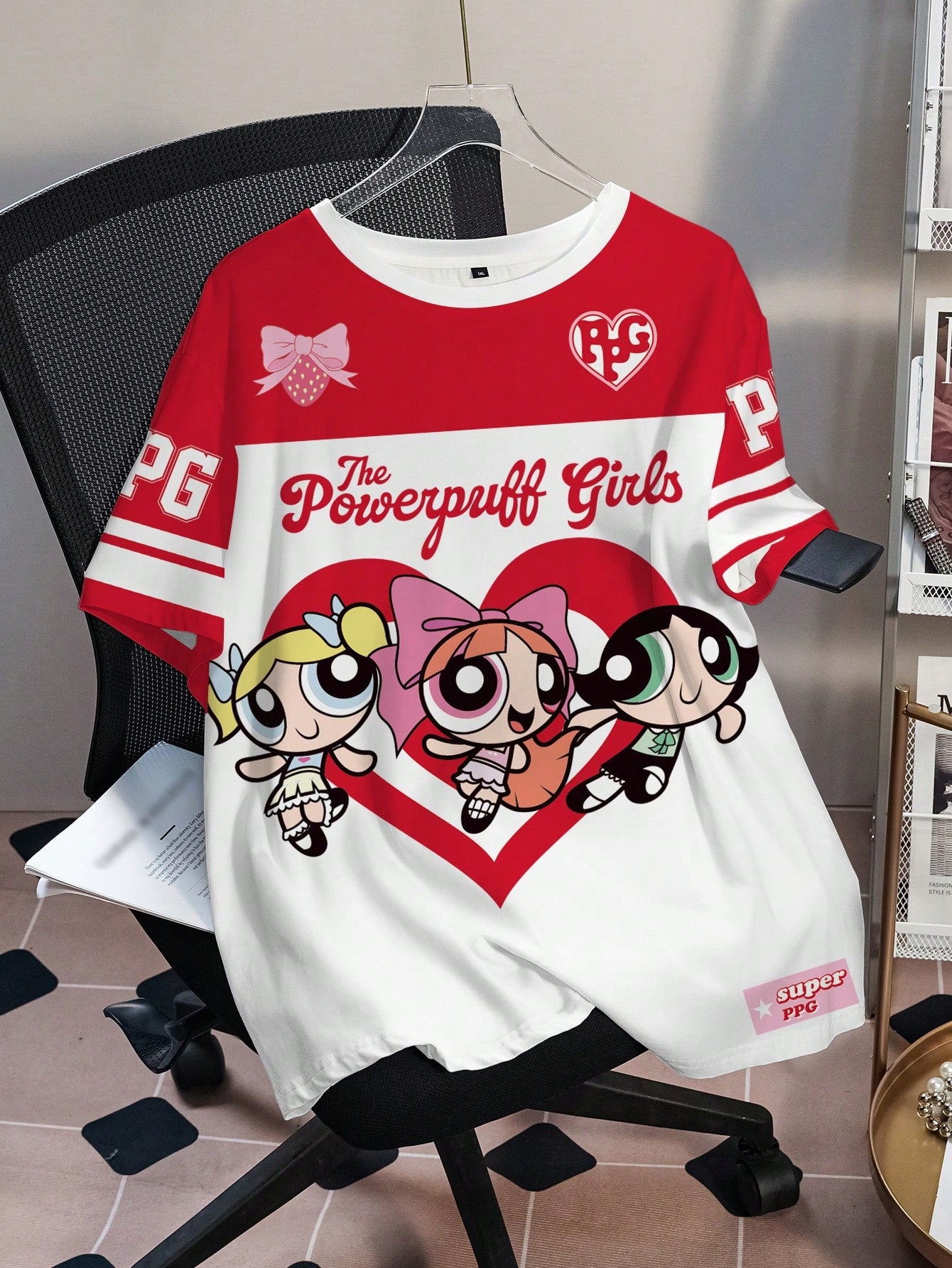 THE POWERPUFF GIRLS X Plus Size Women's Cartoon Print Casual Daily Short Sleeve T-Shirt