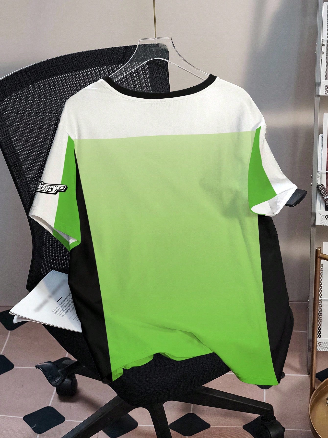 THE POWERPUFF GIRLS X Plus Size Women's Crew Neck Letter Cartoon Print Casual Daily Short Sleeve T-Shirt