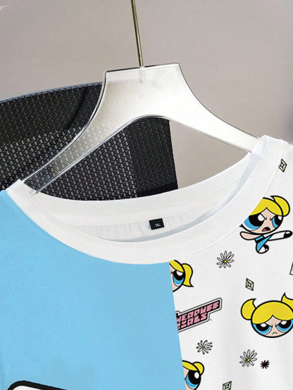 THE POWERPUFF GIRLS X Plus Size Women's Round Neck Short Sleeve T-Shirt