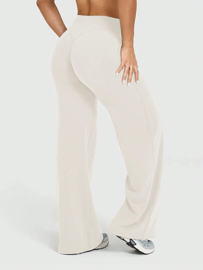 This Solid Color Yoga Wide-Leg Pants Are Comfortable And Slimming, Suitable For Running, Fitness, And Various Yoga Activities. Spring Sports