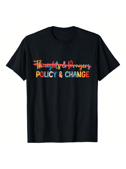 Thoughts Prayers Policy Change Human Rights Equality Protect T-Shirt Women's Plus Size Graphic Tee