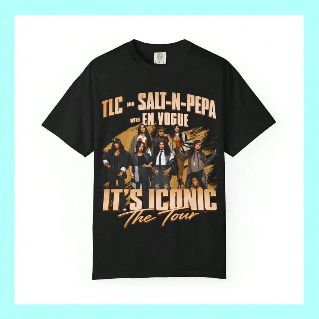 TLC Salt-N-Pepa En Vogue Iconic Tour Vintage Girl Group Print Streetwear Tee, Unisex 90s R&B Hip Hop Music Fan Short Sleeve Tee