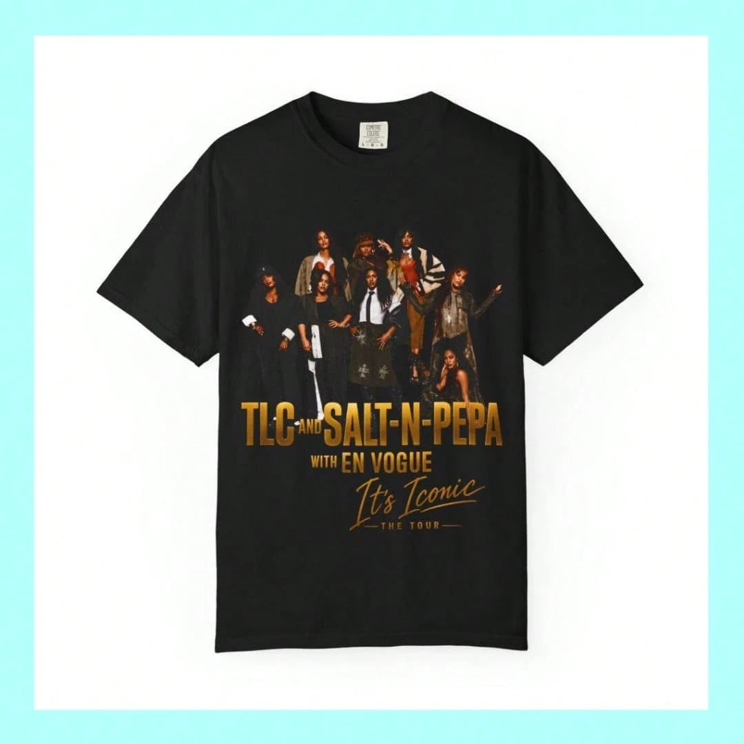 TLC Salt-N-Pepa En Vogue Iconic Tour Vintage Girl Group Print Streetwear Tee, Unisex 90s R&B Hip Hop Music Fan Short Sleeve Tee