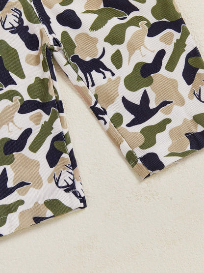 Toddler Baby Boy Duck Deer Hunting Suspender Pants Corduroy Bib Overalls Little Hunter Fall Winter Outfits