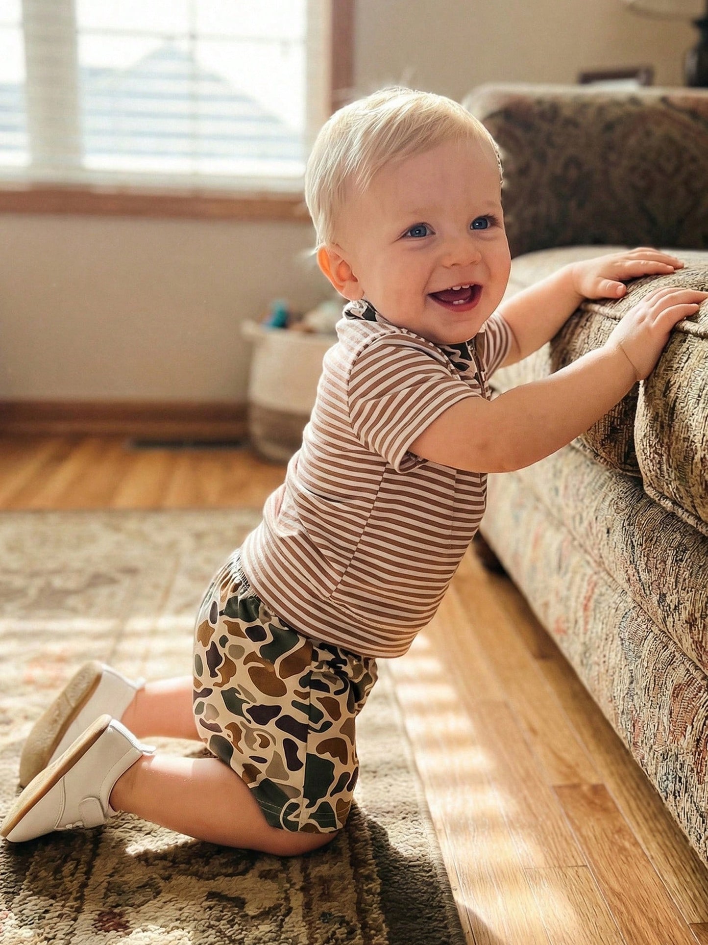 Toddler Baby Boy Hunting Outfit Duck Half Zip Short Sleeve T Shirt Shorts Set Camouflage Cute Infant Summer Clothes