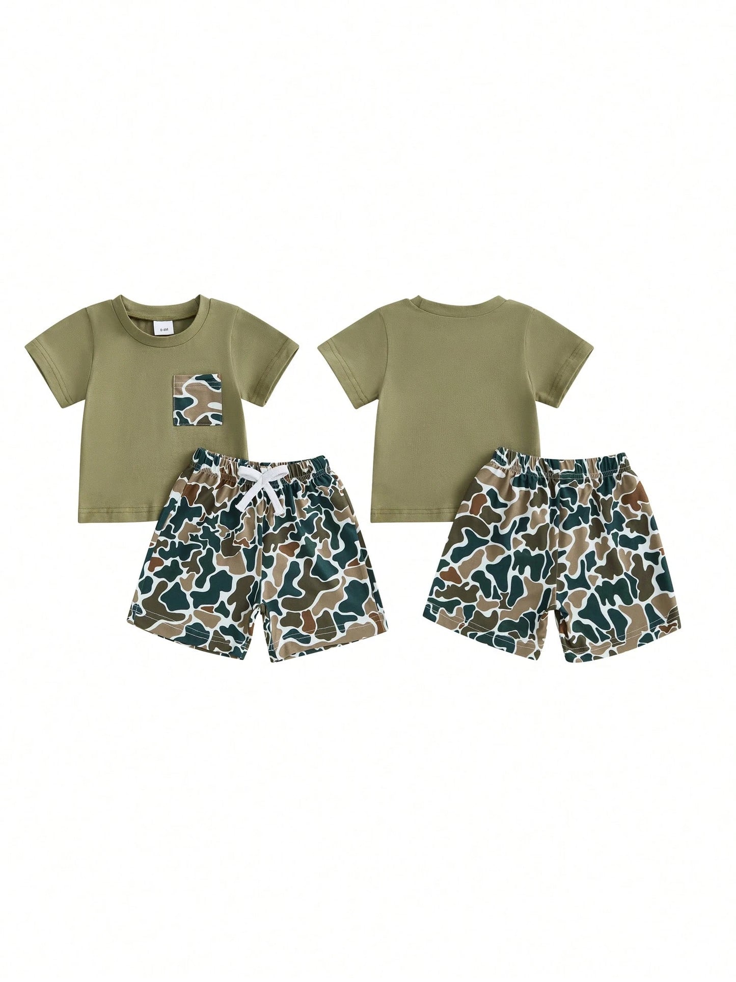 Toddler Baby Boys Summer Outfit, Short Sleeve Crew Neck T-Shirt Tops With Camouflage Shorts 2Pcs Clothes Set