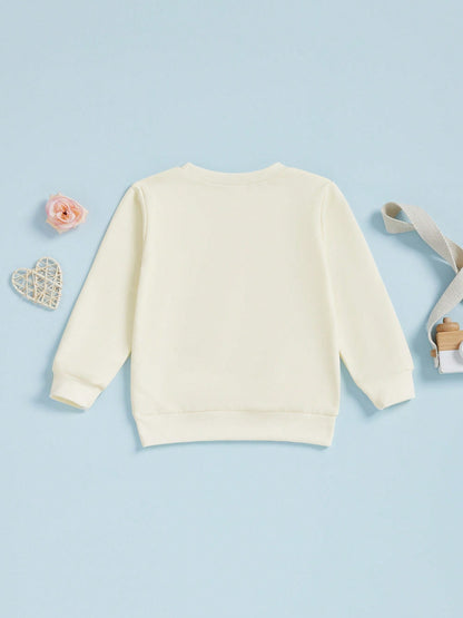 Toddler Baby Girls Birthday Sweatshirt Fashionable Long Sleeve Floral Letters Printed Crew Neck Tops