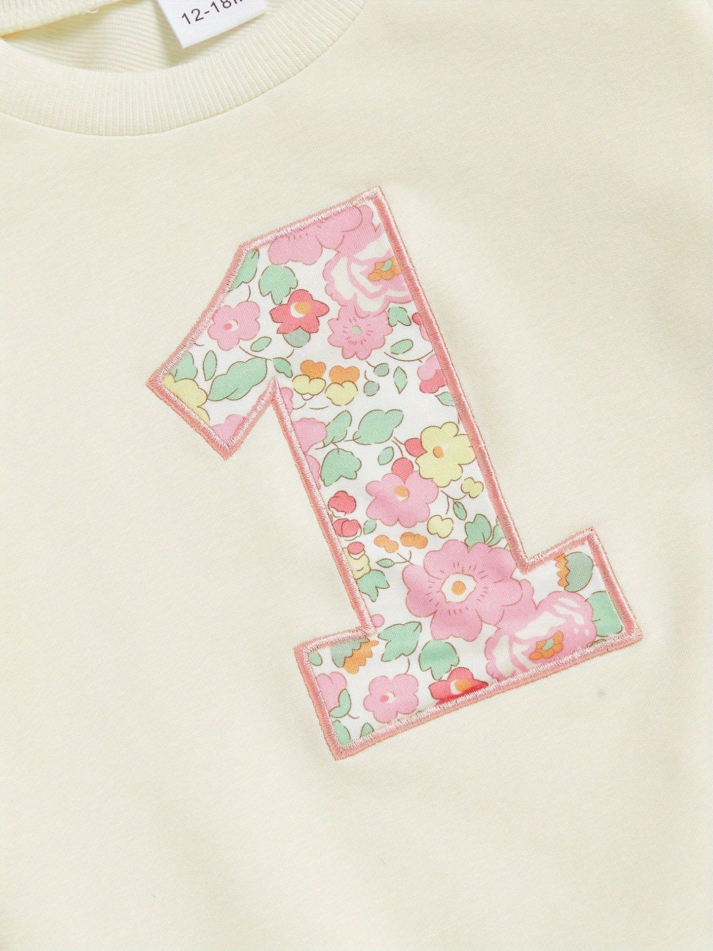 Toddler Baby Girls Birthday Sweatshirt Fashionable Long Sleeve Floral Letters Printed Crew Neck Tops
