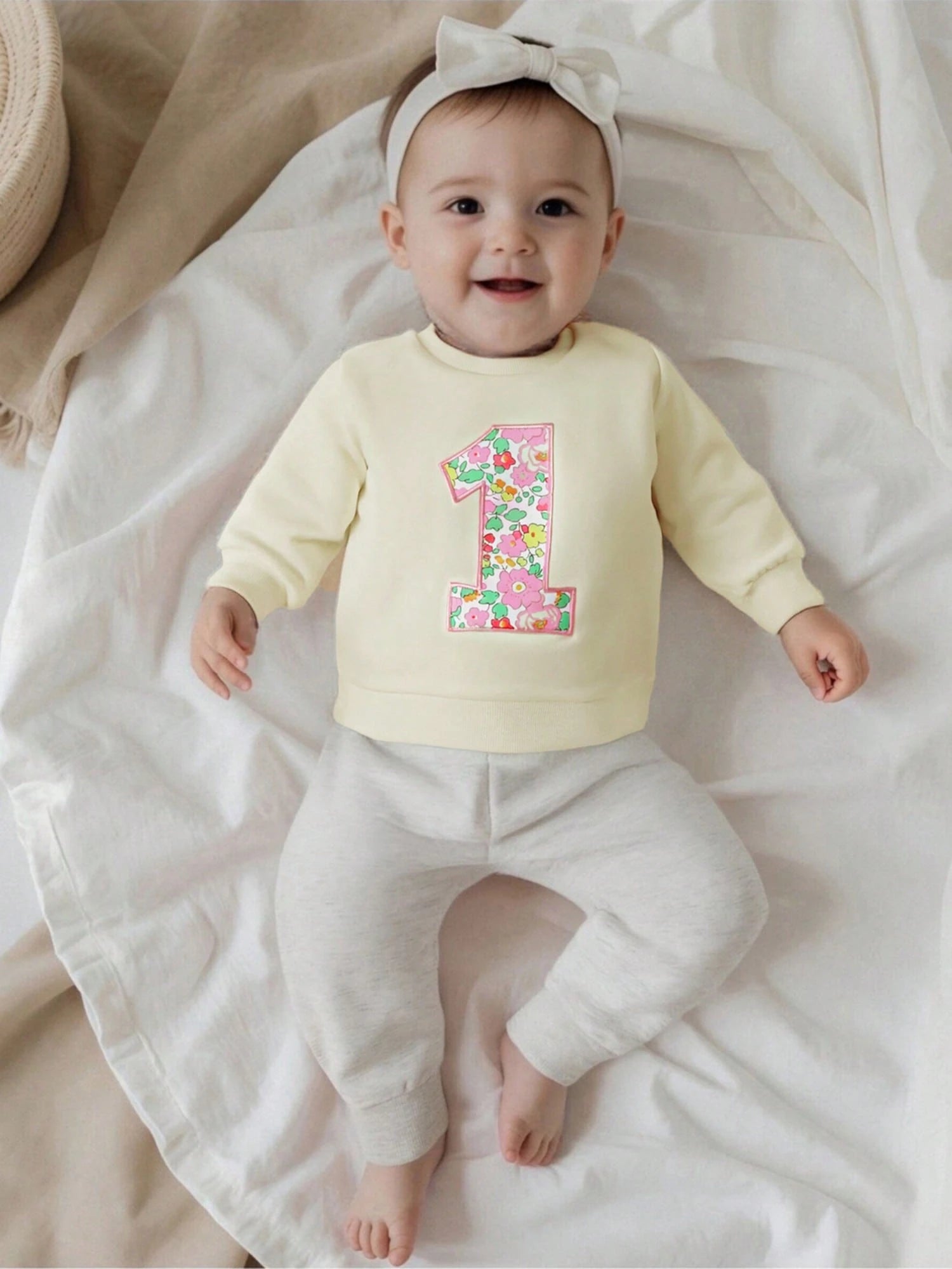 Toddler Baby Girls Birthday Sweatshirt Fashionable Long Sleeve Floral Letters Printed Crew Neck Tops
