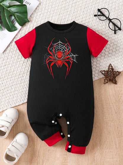 Toddler Boys' Fashionable Casual Cute Minimalist Outdoor Soft Gift Graphic Animal Print Short Sleeve Romper, Summer