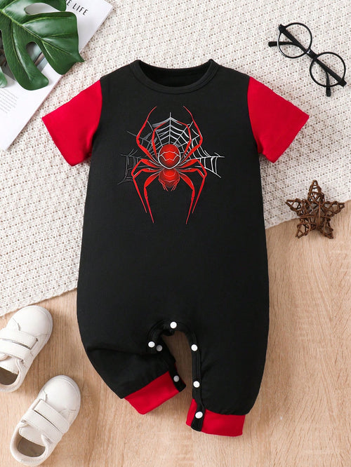 Toddler Boys' Fashionable Casual Cute Minimalist Outdoor Soft Gift Graphic Animal Print Short Sleeve Romper, Summer