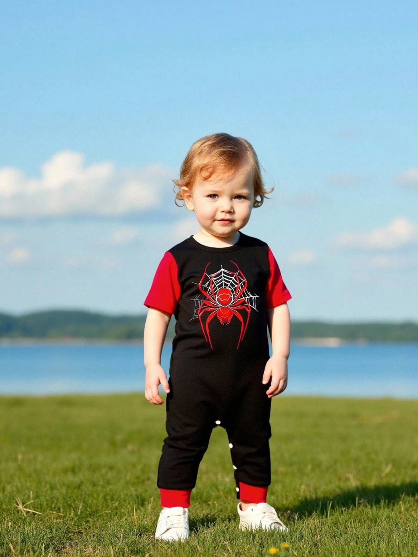 Toddler Boys' Fashionable Casual Cute Minimalist Outdoor Soft Gift Graphic Animal Print Short Sleeve Romper, Summer